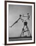 Danish Gymnasts Erik Hansen Followed by John Thomsen Do High Thief Jump as Team Member Braces Buck-Gjon Mili-Framed Photographic Print