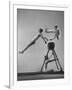 Danish Gymnasts Erik Hansen Followed by John Thomsen Do High Thief Jump as Team Member Braces Buck-Gjon Mili-Framed Photographic Print