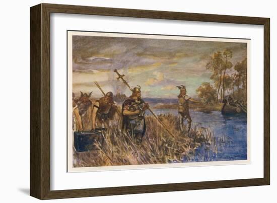 Danish Raiders in the Coastal Marshlands of East Anglia-Allen Stewart-Framed Art Print