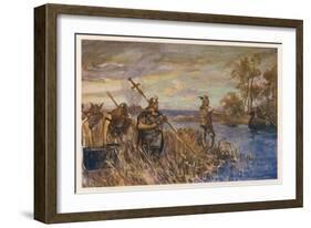 Danish Raiders in the Coastal Marshlands of East Anglia-Allen Stewart-Framed Art Print