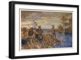 Danish Raiders in the Coastal Marshlands of East Anglia-Allen Stewart-Framed Art Print