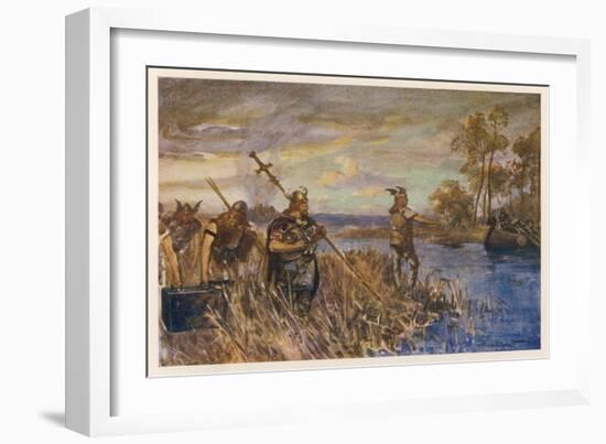 Danish Raiders in the Coastal Marshlands of East Anglia-Allen Stewart-Framed Art Print