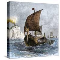 Danish Viking Ship, Raven, at Sea-null-Stretched Canvas