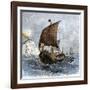 Danish Viking Ship, Raven, at Sea-null-Framed Giclee Print