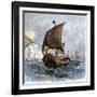 Danish Viking Ship, Raven, at Sea-null-Framed Giclee Print