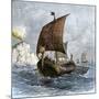 Danish Viking Ship, Raven, at Sea-null-Mounted Giclee Print