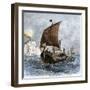 Danish Viking Ship, Raven, at Sea-null-Framed Giclee Print