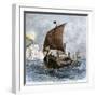 Danish Viking Ship, Raven, at Sea-null-Framed Giclee Print