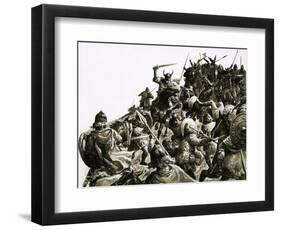 Danish Vikings Attack the British Forces under King Alfred-C.l. Doughty-Framed Giclee Print