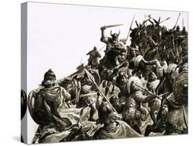 Danish Vikings Attack the British Forces under King Alfred-C.l. Doughty-Stretched Canvas