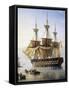 Danish Warship at Anchor in Harbor of Copenhagen-Carl Johan Neumann-Framed Stretched Canvas