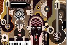 Musical Collage of Various Images - Colorful Vector Illustration with Text Art of Music .-danjazzia-Art Print