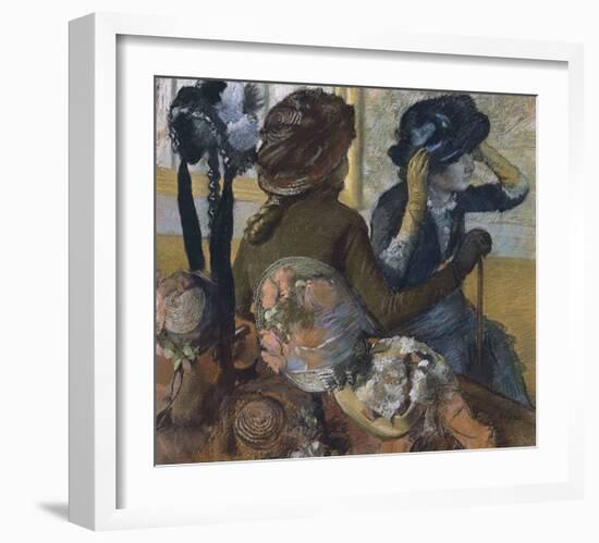 Dans la chapellerie, 1882-Edgar Degas-Framed Art Print