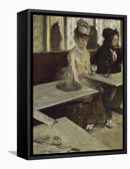 Dans un café, dit aussi l'absinthe (Ellen Andrée et Marcellin Desboutin)-Edgar Degas-Framed Stretched Canvas