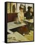 Dans Un Cafe or L'Absinthe, Ellen Andree and Marcellin Desboutin, Around 1875-1876-Edgar Degas-Framed Stretched Canvas