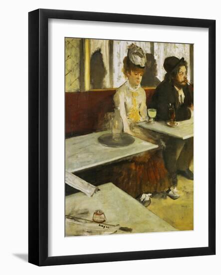 Dans Un Cafe or L'Absinthe, Ellen Andree and Marcellin Desboutin, Around 1875-1876-Edgar Degas-Framed Giclee Print