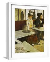 Dans Un Cafe or L'Absinthe, Ellen Andree and Marcellin Desboutin, Around 1875-1876-Edgar Degas-Framed Giclee Print