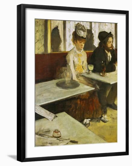 Dans Un Cafe or L'Absinthe, Ellen Andree and Marcellin Desboutin, Around 1875-1876-Edgar Degas-Framed Giclee Print