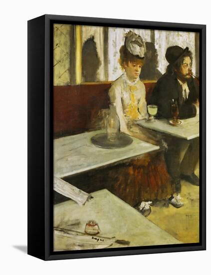 Dans Un Cafe or L'Absinthe, Ellen Andree and Marcellin Desboutin, Around 1875-1876-Edgar Degas-Framed Stretched Canvas