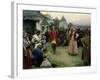 Danse (Un Couple De Jeunes Maries En Costume Traditionnel Danse Parmi La Foule Des Villageois a La-Klavdiy Vasilievich Lebedev-Framed Giclee Print