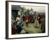 Danse (Un Couple De Jeunes Maries En Costume Traditionnel Danse Parmi La Foule Des Villageois a La-Klavdiy Vasilievich Lebedev-Framed Giclee Print