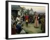 Danse (Un Couple De Jeunes Maries En Costume Traditionnel Danse Parmi La Foule Des Villageois a La-Klavdiy Vasilievich Lebedev-Framed Giclee Print