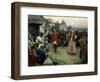 Danse (Un Couple De Jeunes Maries En Costume Traditionnel Danse Parmi La Foule Des Villageois a La-Klavdiy Vasilievich Lebedev-Framed Giclee Print