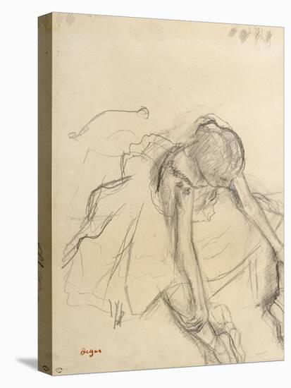 Danseuse assise, essayant ses pointes-Edgar Degas-Stretched Canvas