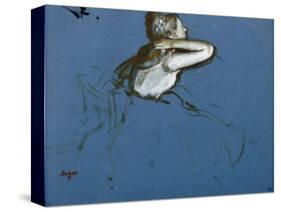 Danseuse assise, vue de profil vers la droite-Edgar Degas-Stretched Canvas