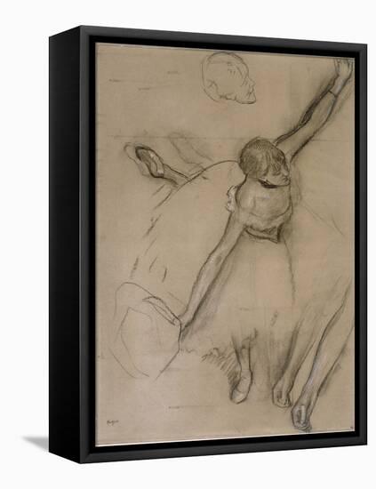 Danseuse au bouquet et étude de bras-Edgar Degas-Framed Stretched Canvas