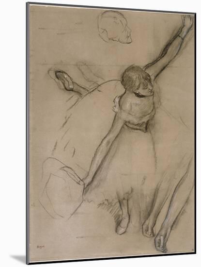 Danseuse au bouquet et étude de bras-Edgar Degas-Mounted Giclee Print