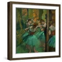 Danseuses en rose et vert-Pink and green dancers, around 1890. Canvas,82,2 x 75,6 cm.-Edgar Degas-Framed Giclee Print