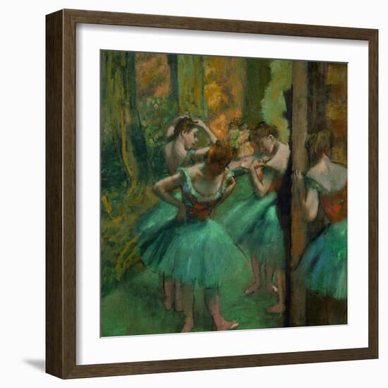 Danseuses en rose et vert-Pink and green dancers, around 1890. Canvas,82,2 x 75,6 cm.-Edgar Degas-Framed Giclee Print