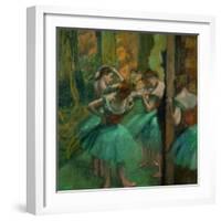 Danseuses en rose et vert-Pink and green dancers, around 1890. Canvas,82,2 x 75,6 cm.-Edgar Degas-Framed Giclee Print