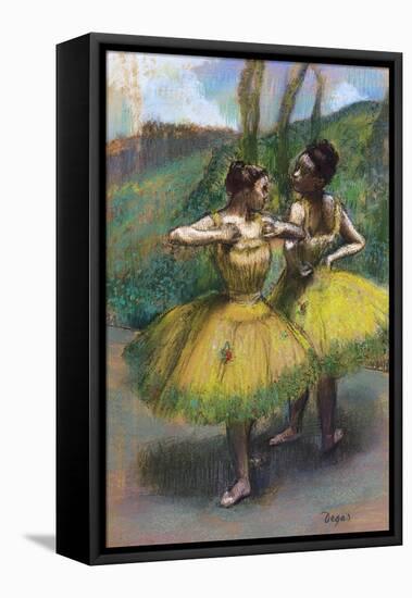 Danseuses Jupes Jaunes (Deux Danseuses En Jaun)-Edgar Degas-Framed Stretched Canvas