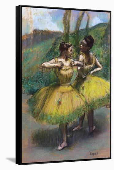 Danseuses Jupes Jaunes (Deux Danseuses En Jaun)-Edgar Degas-Framed Stretched Canvas