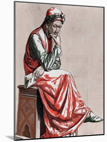 Dante Alighieri (1265-1321). Italian Poet-null-Mounted Premium Giclee Print