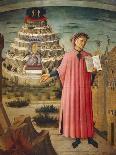 Dante Alighieri with Divine Comedy in His Hand and Mountains of Purgatory in Background-Dante Alighieri-Giclee Print