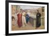 Dante Alighieri Italian Writer Meeting His Beloved Beatrice Portinari on the Lung'Arno Florence-Henry Holiday-Framed Photographic Print