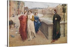 Dante Alighieri Italian Writer Meeting His Beloved Beatrice Portinari on the Lung'Arno Florence-Henry Holiday-Stretched Canvas