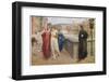 Dante Alighieri Italian Writer Meeting His Beloved Beatrice Portinari on the Lung'Arno Florence-Henry Holiday-Framed Photographic Print