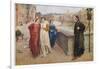 Dante Alighieri Italian Writer Meeting His Beloved Beatrice Portinari on the Lung'Arno Florence-Henry Holiday-Framed Photographic Print