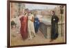 Dante Alighieri Italian Writer Meeting His Beloved Beatrice Portinari on the Lung'Arno Florence-Henry Holiday-Framed Photographic Print
