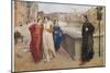 Dante Alighieri Italian Writer Meeting His Beloved Beatrice Portinari on the Lung'Arno Florence-Henry Holiday-Mounted Photographic Print