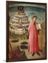 Dante Alighieri with Divine Comedy in His Hand and Mountains of Purgatory in Background-Dante Alighieri-Framed Giclee Print