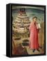 Dante Alighieri with Divine Comedy in His Hand and Mountains of Purgatory in Background-Dante Alighieri-Framed Stretched Canvas