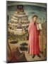 Dante Alighieri with Divine Comedy in His Hand and Mountains of Purgatory in Background-Dante Alighieri-Mounted Giclee Print