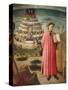 Dante Alighieri with Divine Comedy in His Hand and Mountains of Purgatory in Background-Dante Alighieri-Stretched Canvas