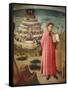 Dante Alighieri with Divine Comedy in His Hand and Mountains of Purgatory in Background-Dante Alighieri-Framed Stretched Canvas