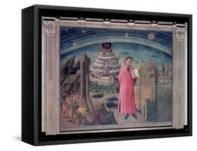 Dante and His Poem the 'Divine Comedy', 1465 (Tempera on Panel)-Domenico di Michelino-Framed Stretched Canvas